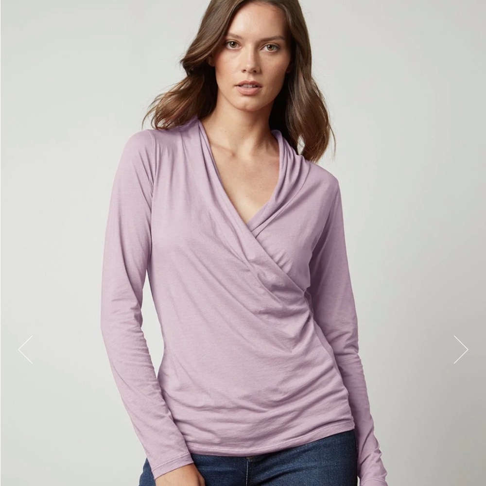 Velvet by Graham & Spencer Meri Wrap Front Fitted Top